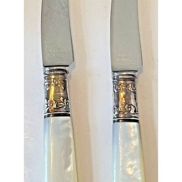Set of 6 Pearl Handle Fruit Knives Flatware Discontinued Sterling FRKP 6 1/4" - Picture 3 of 4